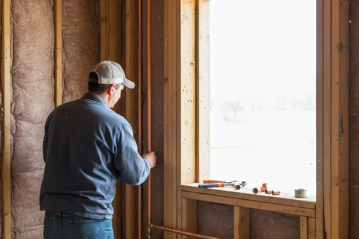 Licensed plumber running new copper supply lines in a Sulphur home