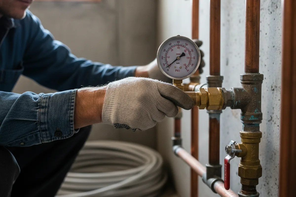 Pressure testing a repaired line during Water Line Repair in Sulphur
